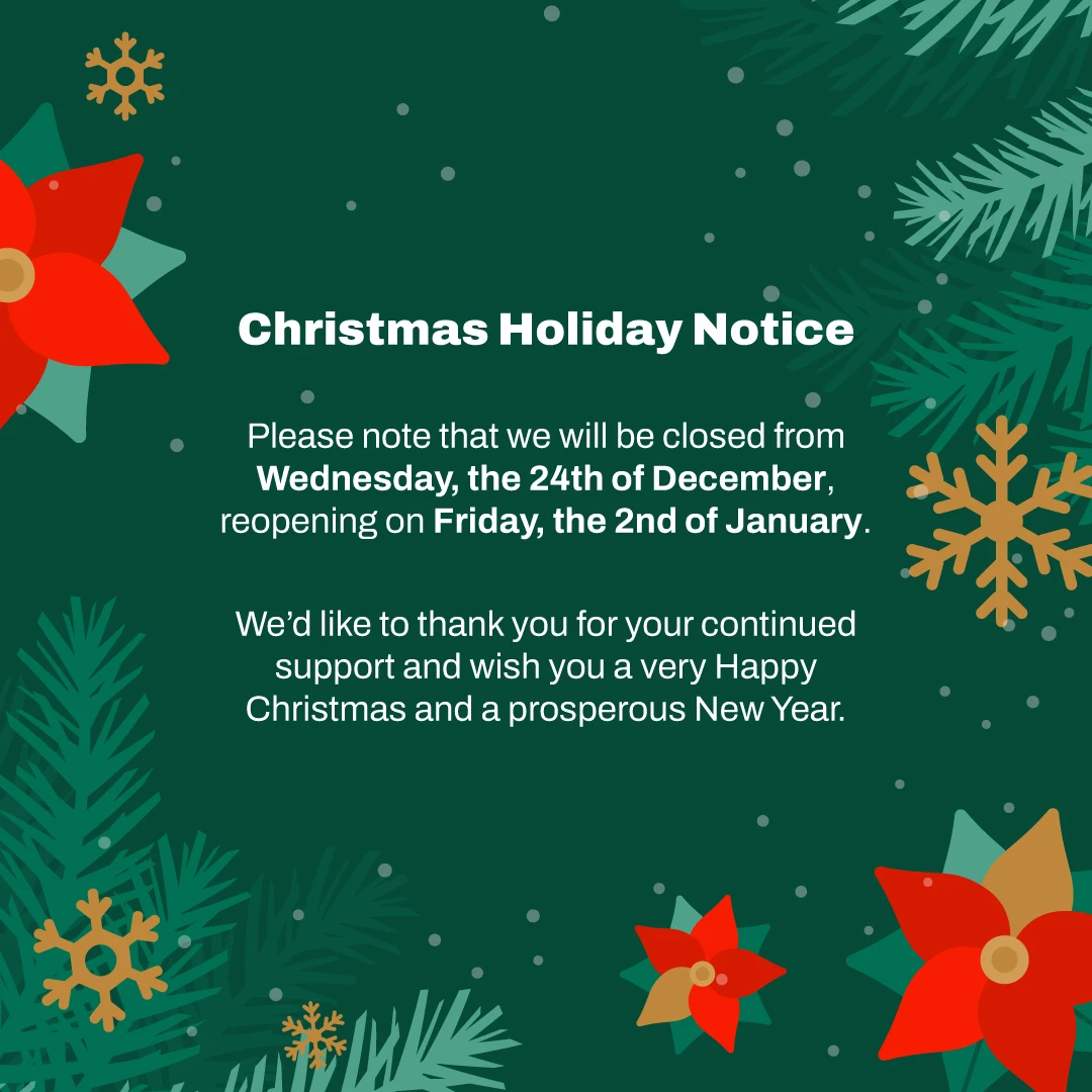 Christmas holiday notice